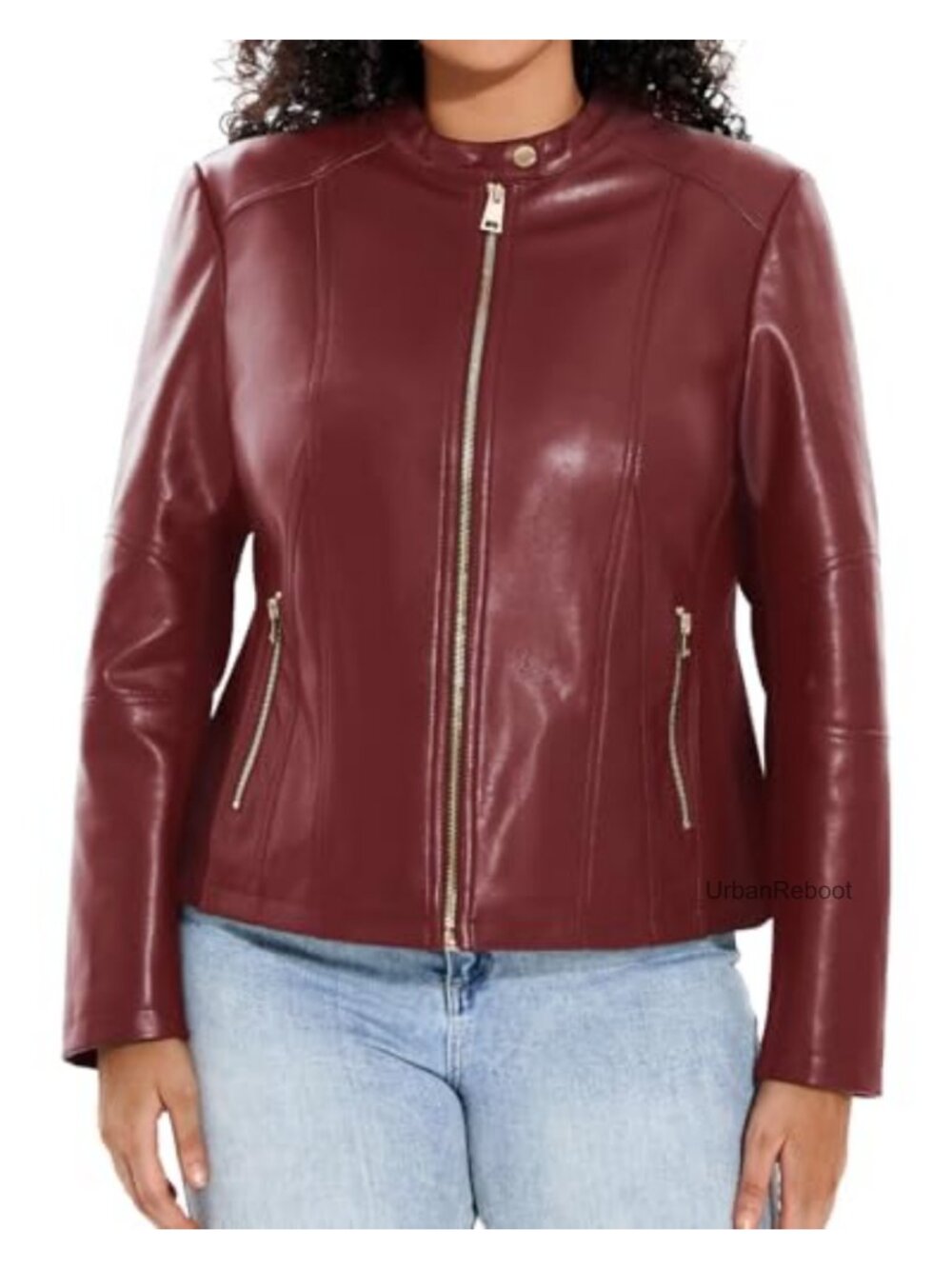 Plus Size Faux Leather Moto Jacket Oversized Motorcycle Coat PU Leather Zipper